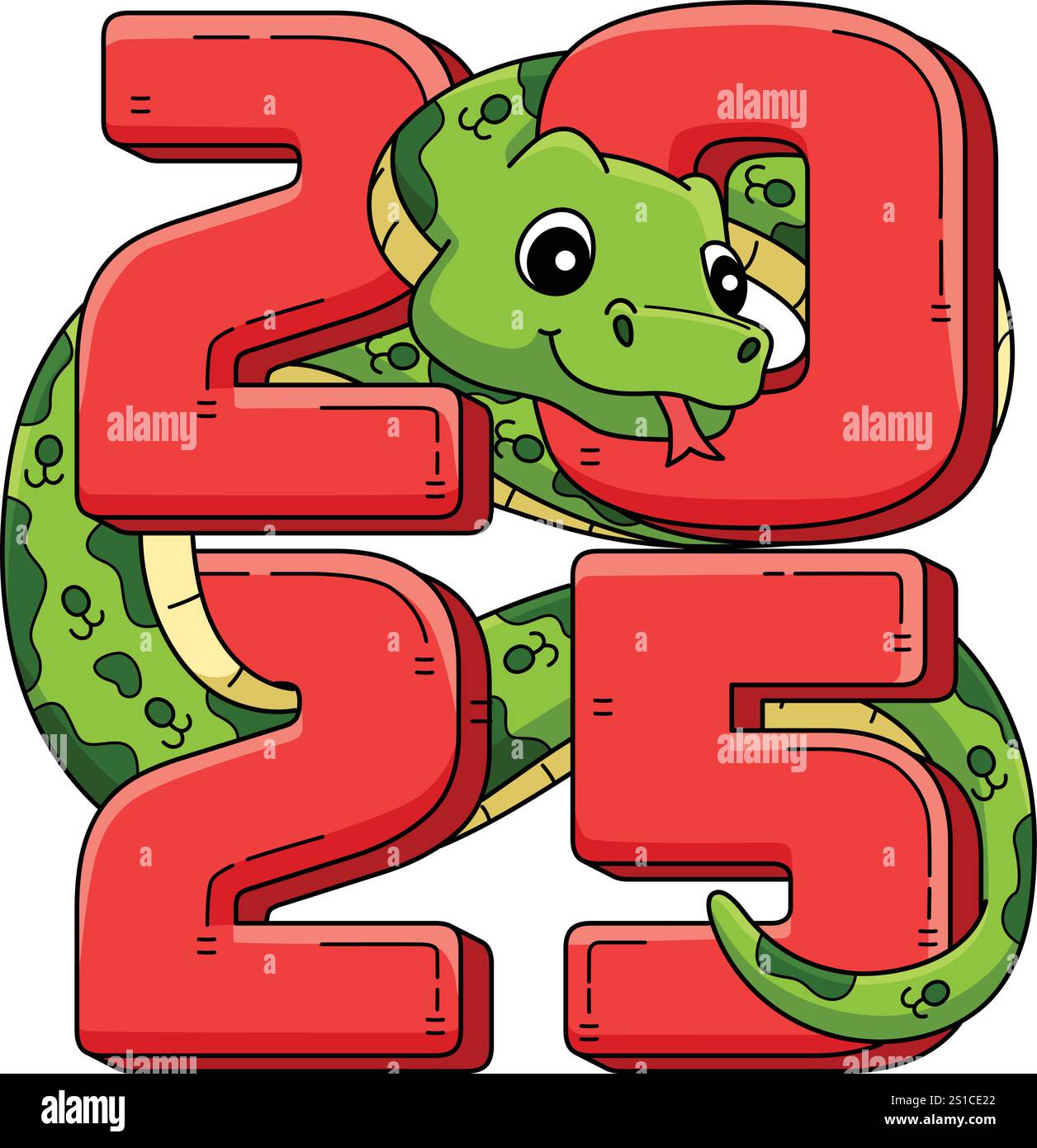 Year of the Snake 2025 Cartoon Colored Clipart Stock Vector Image & Art ...