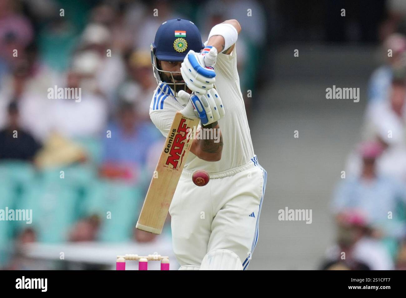 India's Virat Kohli bats during play on the first day of the fifth