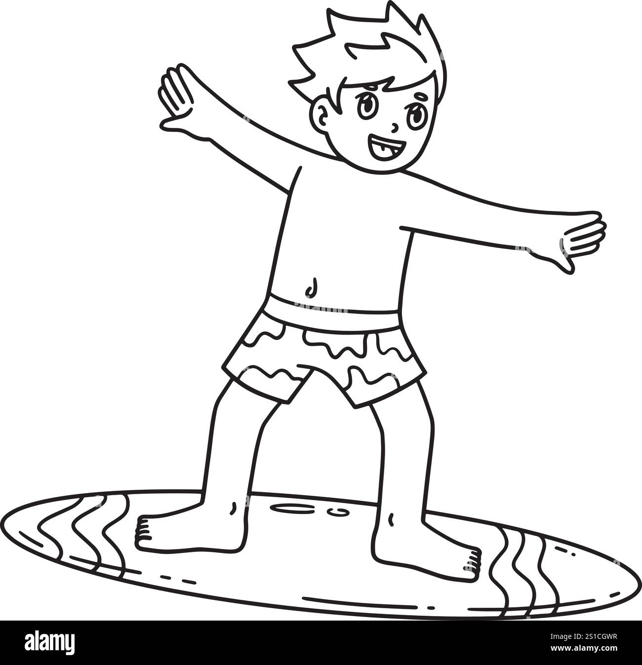 Surfing Boy Isolated Coloring Page for Kids Stock Vector Image & Art ...