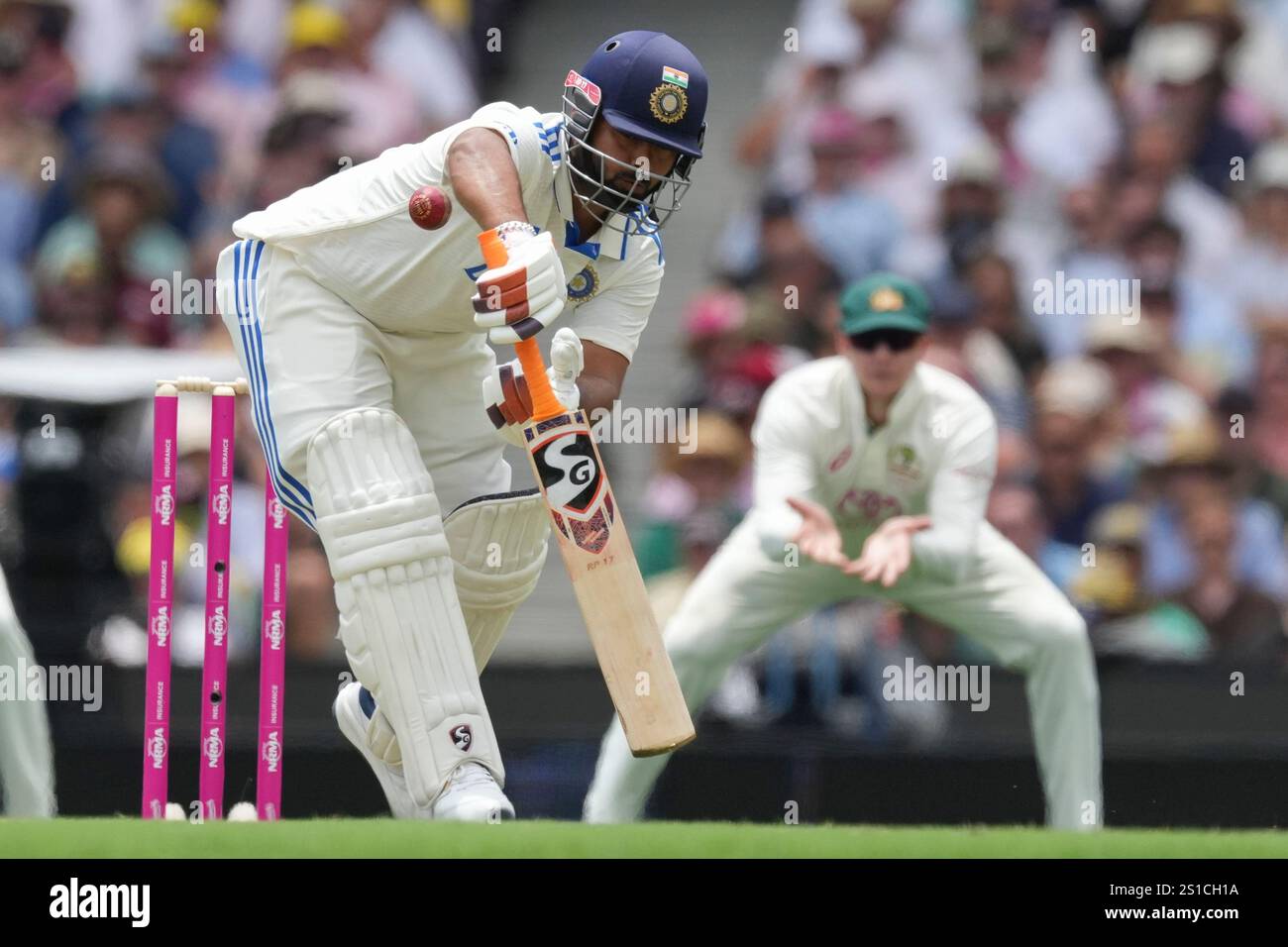 India's Rishabh Pant bats during play on the first day of the fifth
