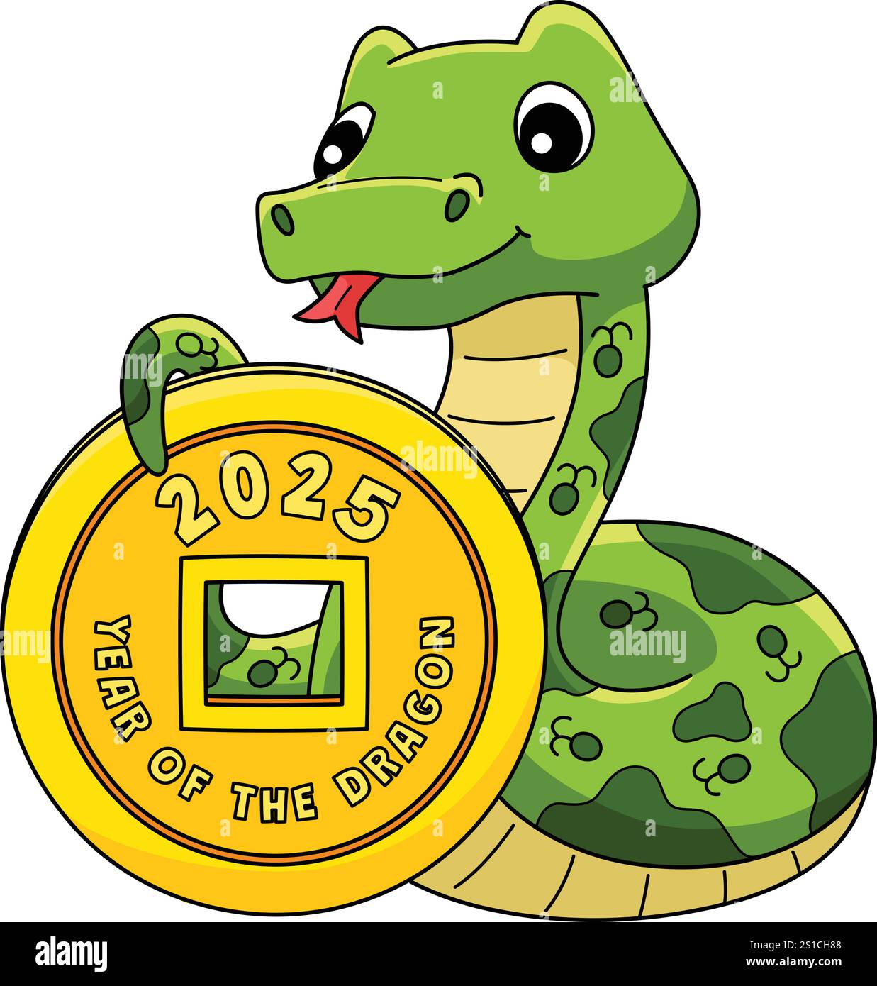 Year of the Snake Holding a Coin Cartoon Clipart Stock Vector Image ...