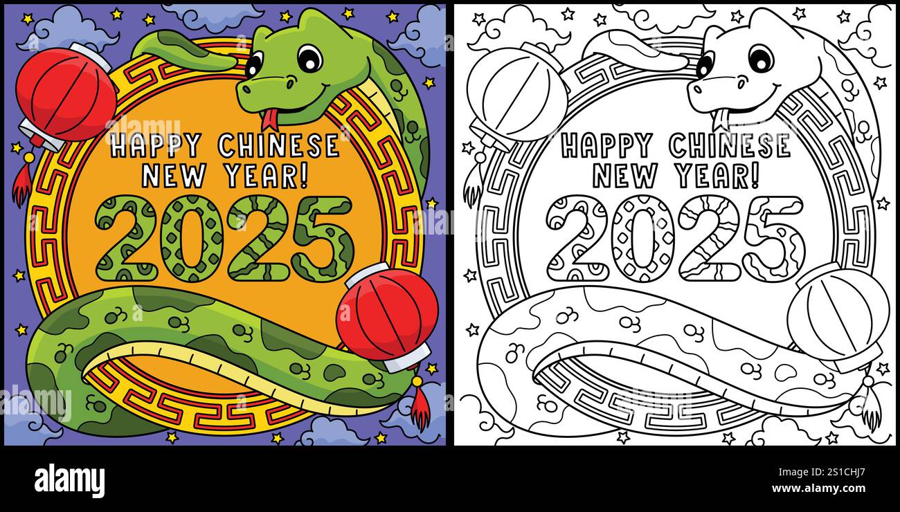 Year of the Snake Happy Chinese New Year 2025 Stock Vector Image & Art ...