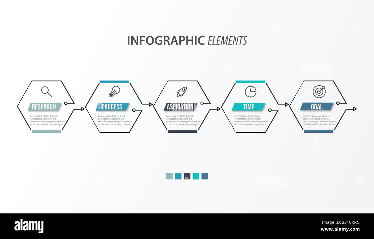 Presentation business infographic template with 5 options Stock Vector