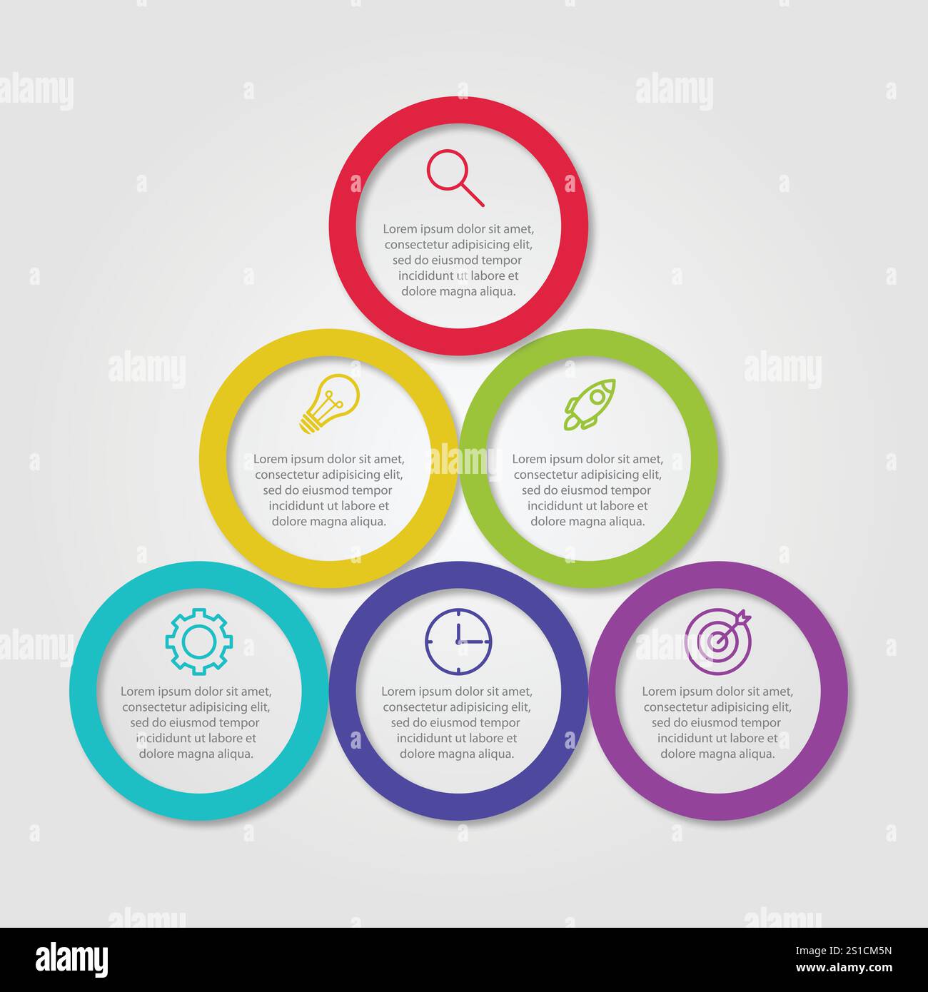 Presentation business infographic template with 6 options Stock Vector
