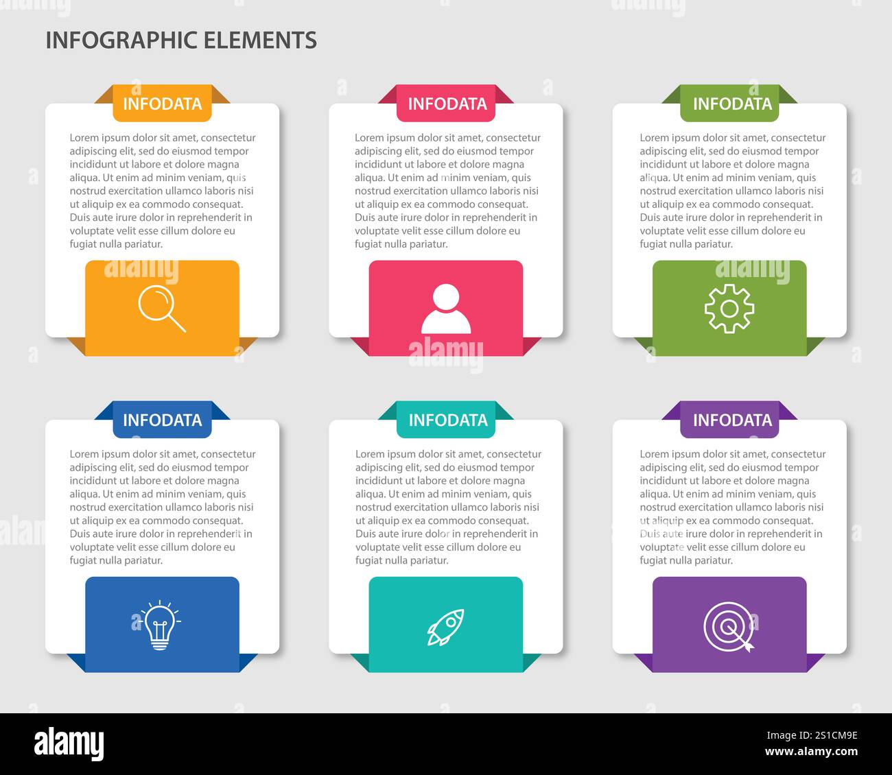 Presentation business infographic template with 6 options Stock Vector