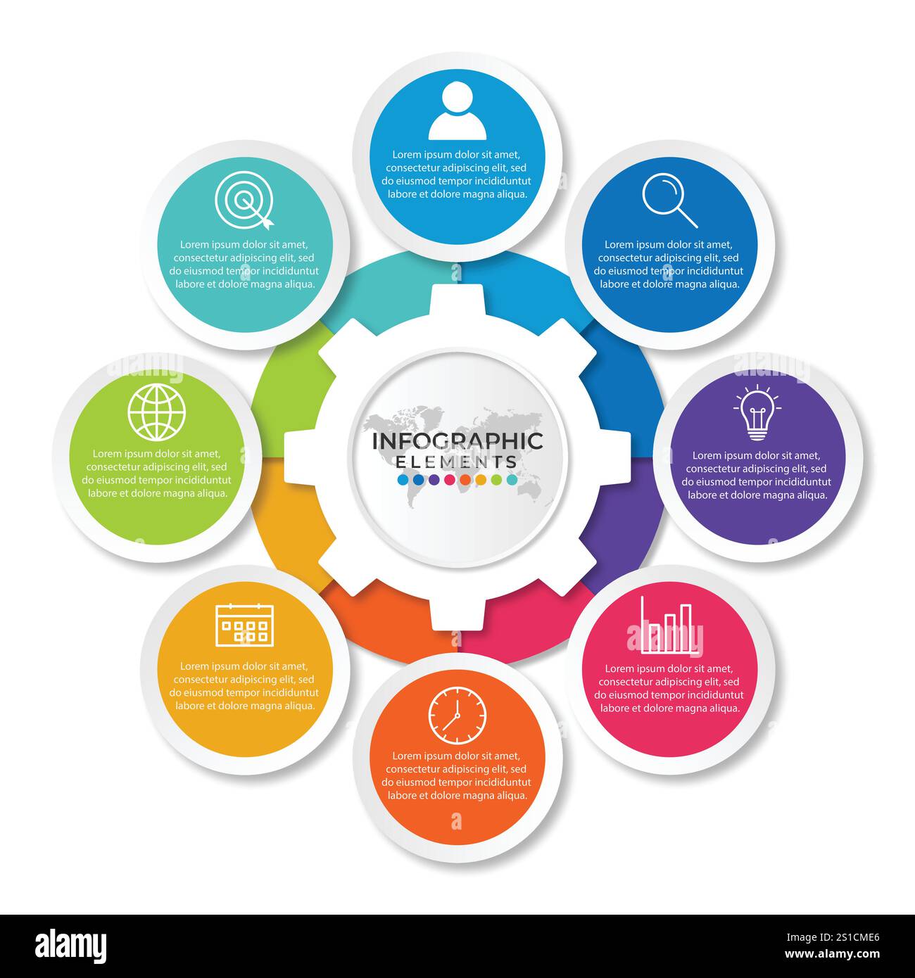 Presentation business infographic template with 8 options. Vector illustration. Stock Vector