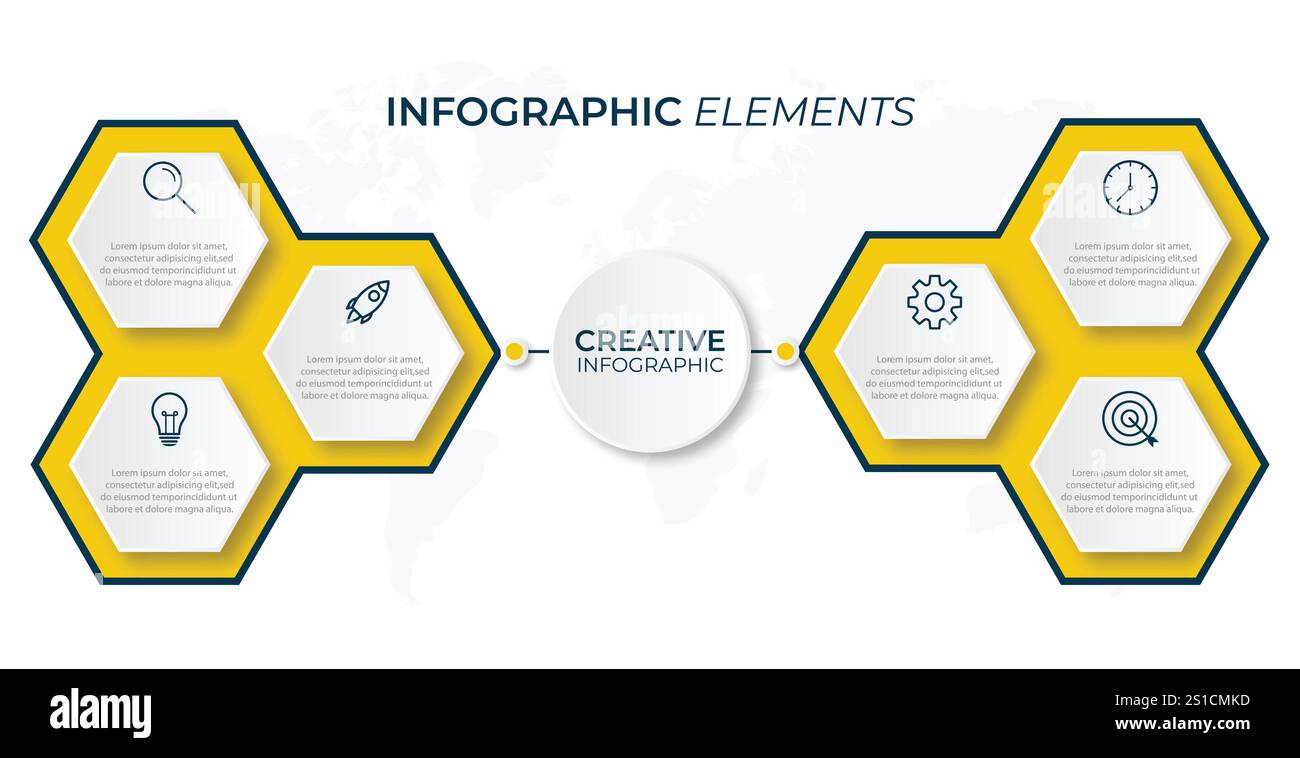 Presentation business infographic template with 6 options Stock Vector