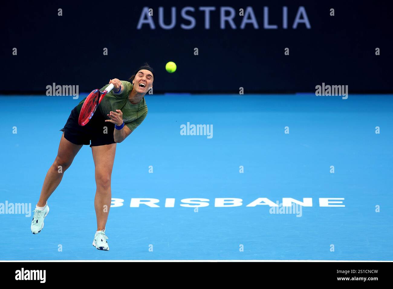 Ukraine's Anhelina Kalinina serves against Australia's Kimberly Birrell