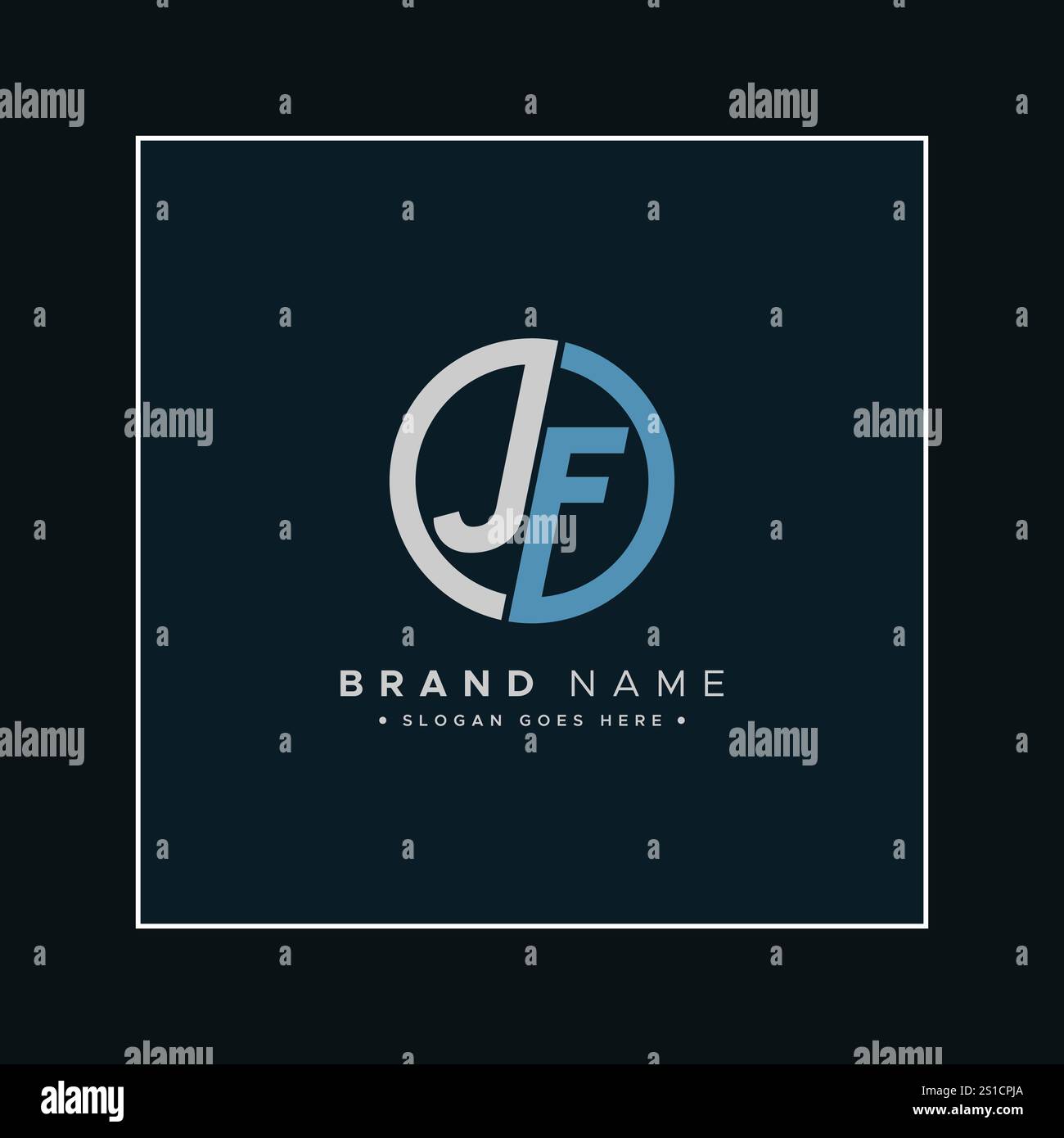 JF Vector Logo Template - Simple Icon for Initial Letter J and F Monogram Stock Vector