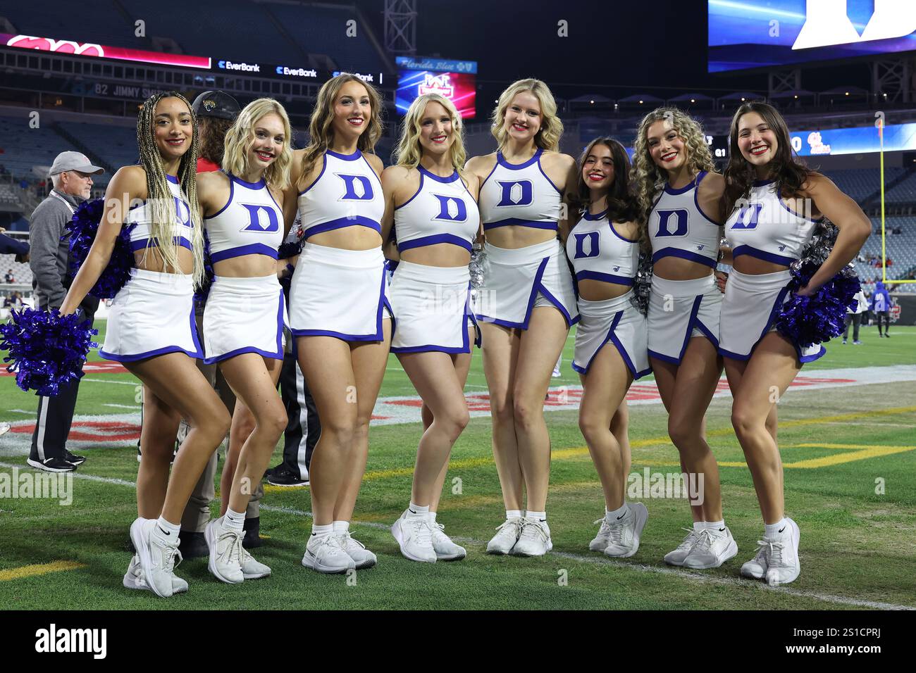 JACKSONVILLE, FL - JANUARY 02: the Duke Blue Devils cheerleaders pose ...