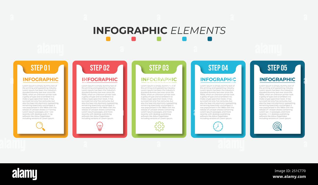 Presentation business infographic template with 5 options Stock Vector