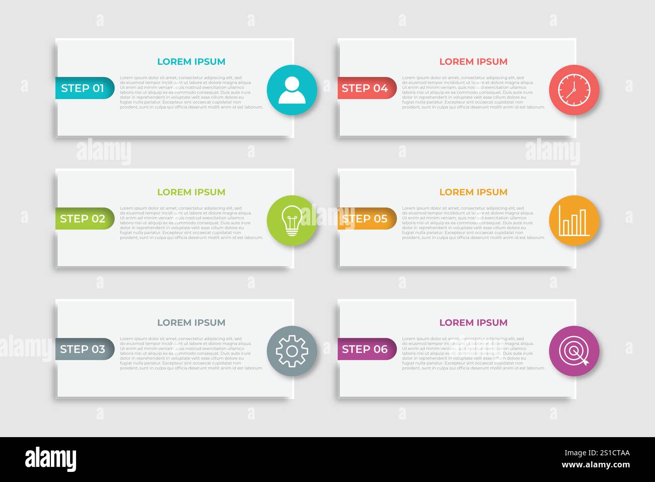 Presentation business infographic template with 6 options Stock Vector