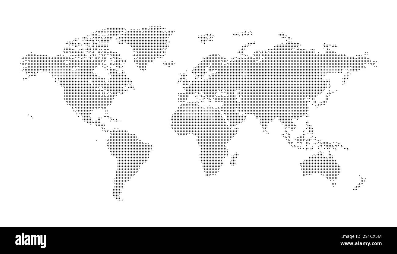 black halftone dotted world map illustration vector Stock Vector Image ...