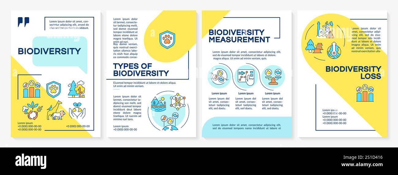 Biodiversity blue and yellow brochure template Stock Vector Image & Art ...