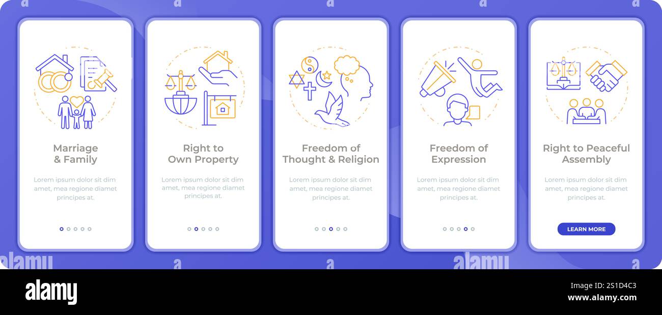 Social rights freedom app onboarding screens Stock Vector Image & Art ...