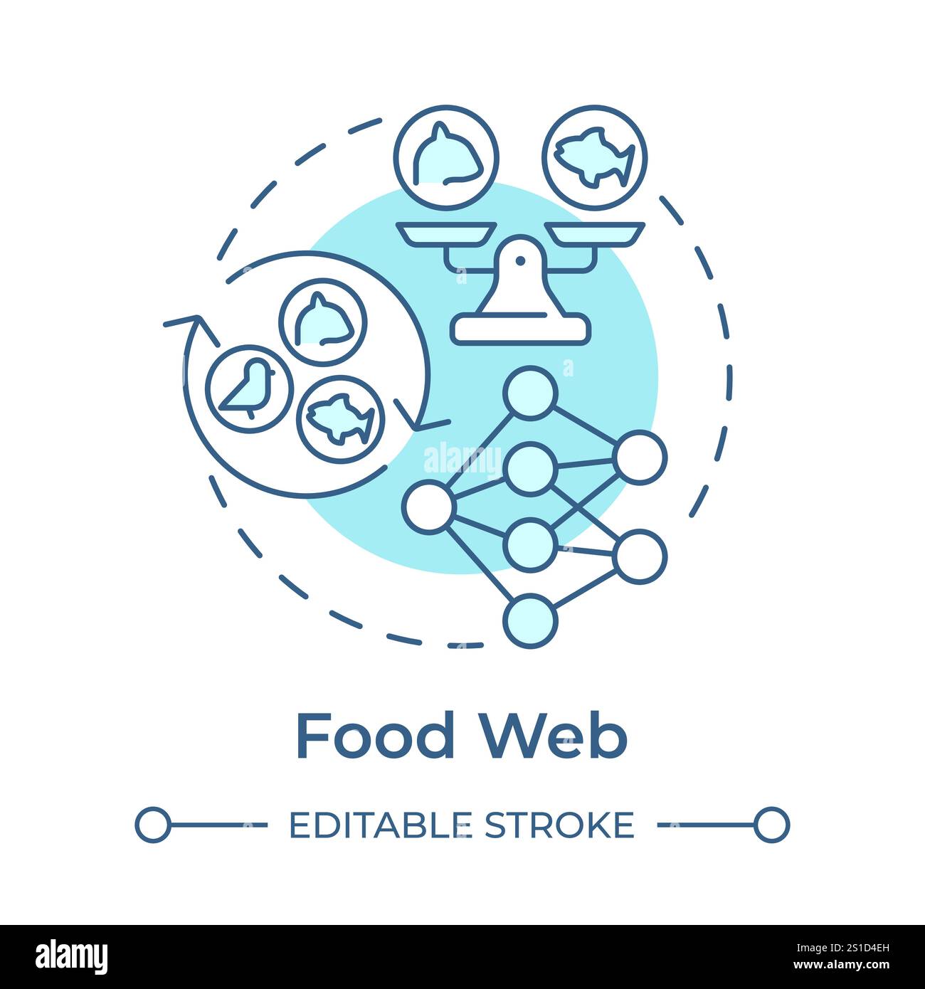 Food web soft blue concept icon Stock Vector