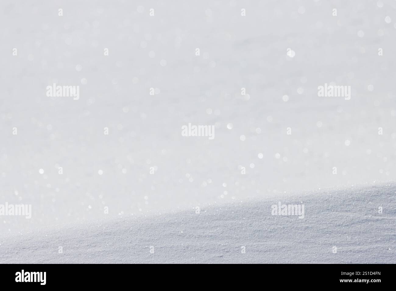 Sparkling blurred bokeh white blank snow background Stock Photo