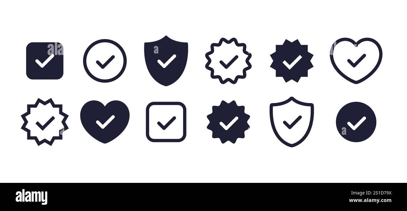 Check mark glyph vector hi-res stock photography and images - Alamy