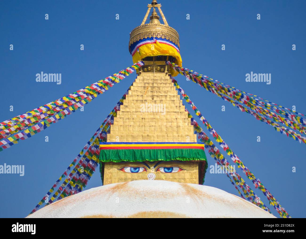 Kathmandu, Nepal - The touristic capital of Nepal in the Himalayas area, with buddhist stupa and hindu shiva temples, religious architecture sacred. Stock Photo