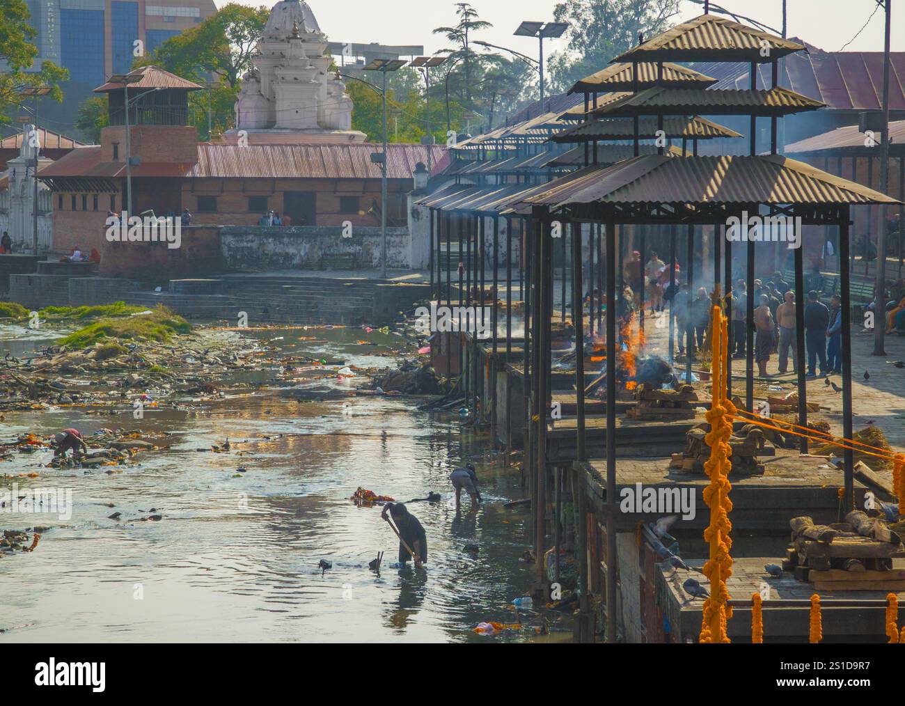 Kathmandu, Nepal - The touristic capital of Nepal in the Himalayas area, with buddhist stupa and hindu shiva temples, religious architecture sacred. Stock Photo