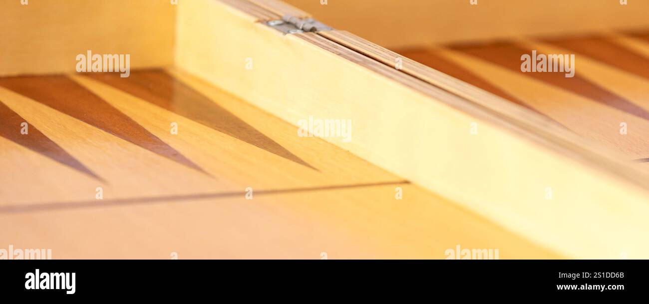 Partial view of empty backgammon game board, banner Stock Photo