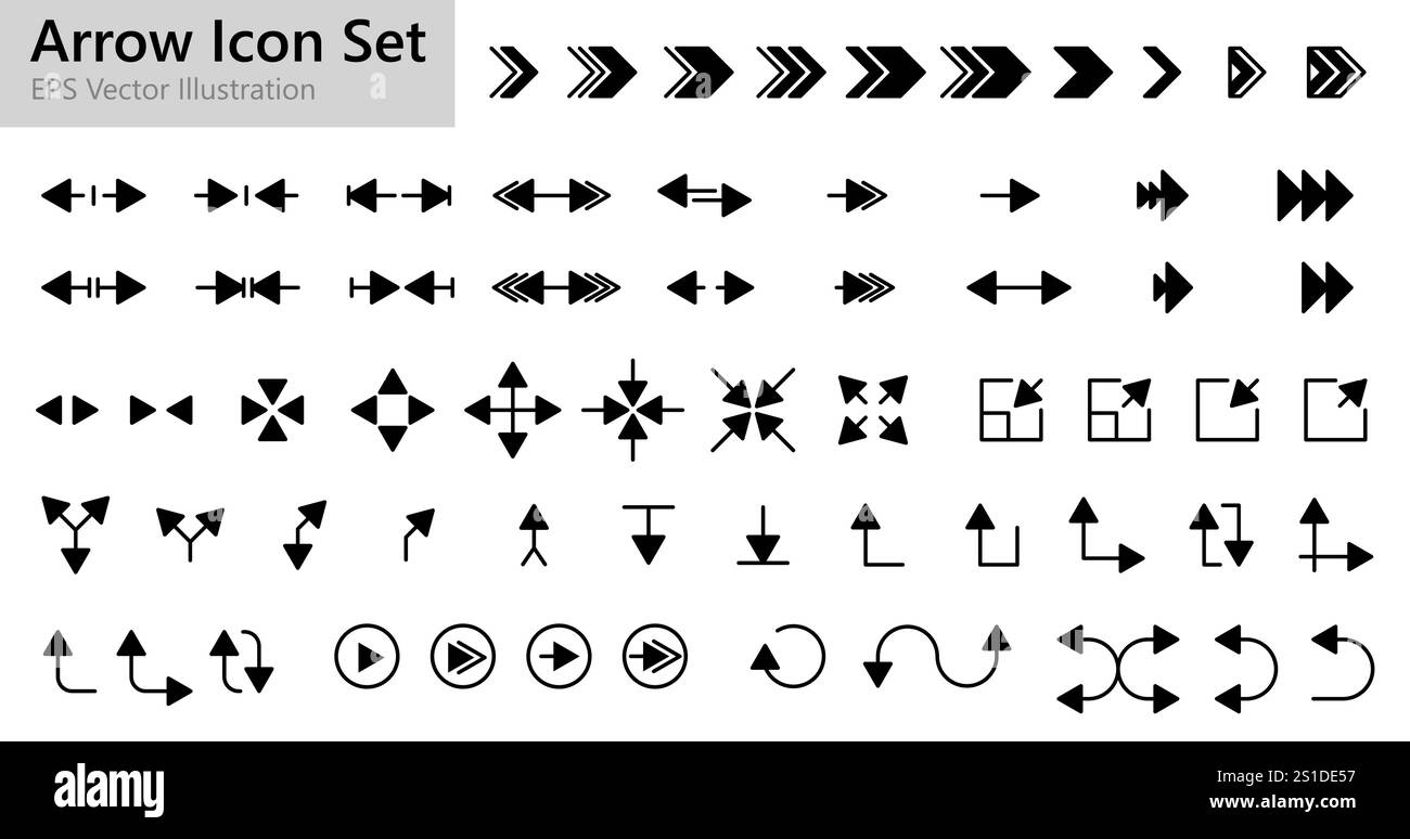 Big solid icon set with arrows vector illustration design Stock Vector ...