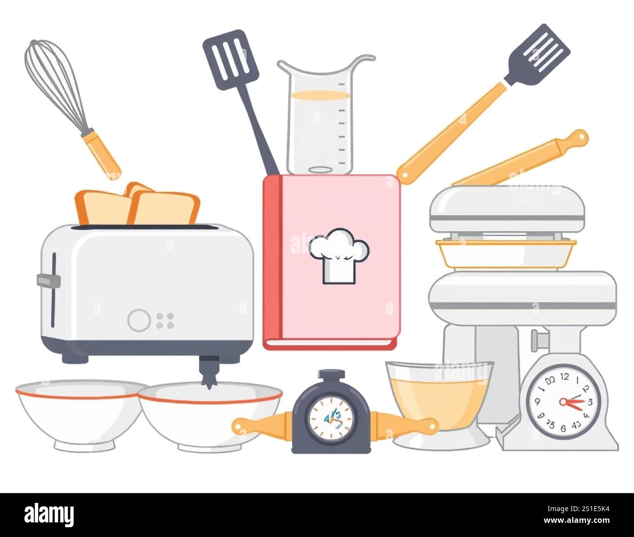 Linear style kitchen tools Stock Vector