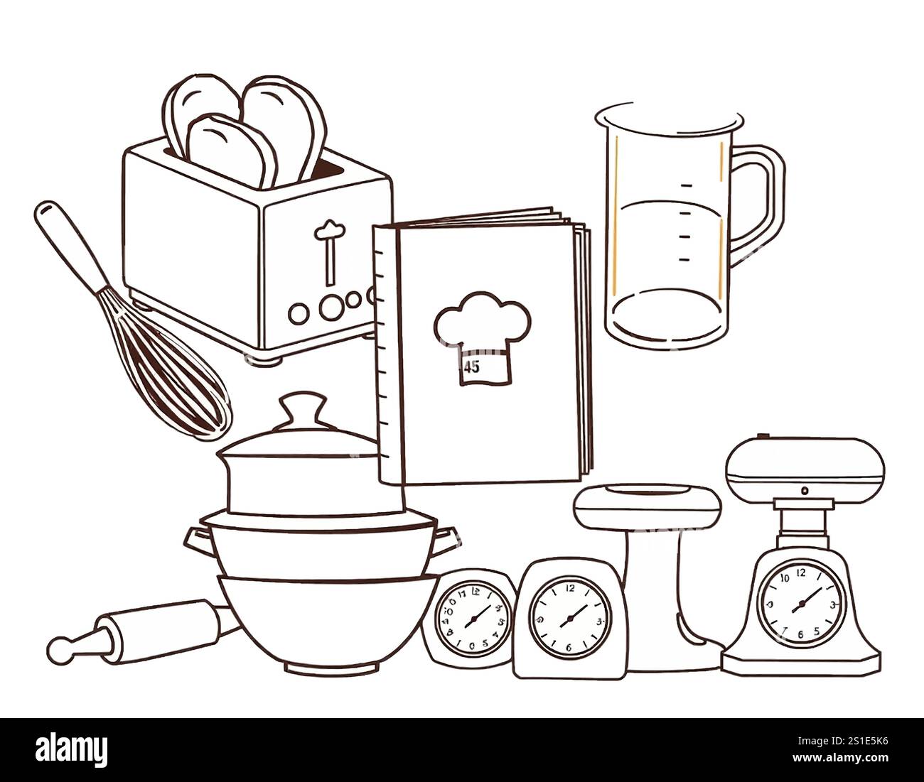 Linear style kitchen tools Stock Vector Image & Art - Alamy
