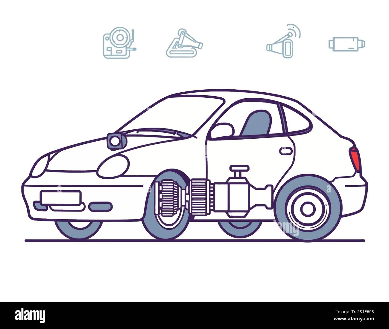 Linear transport and travel icons Stock Vector