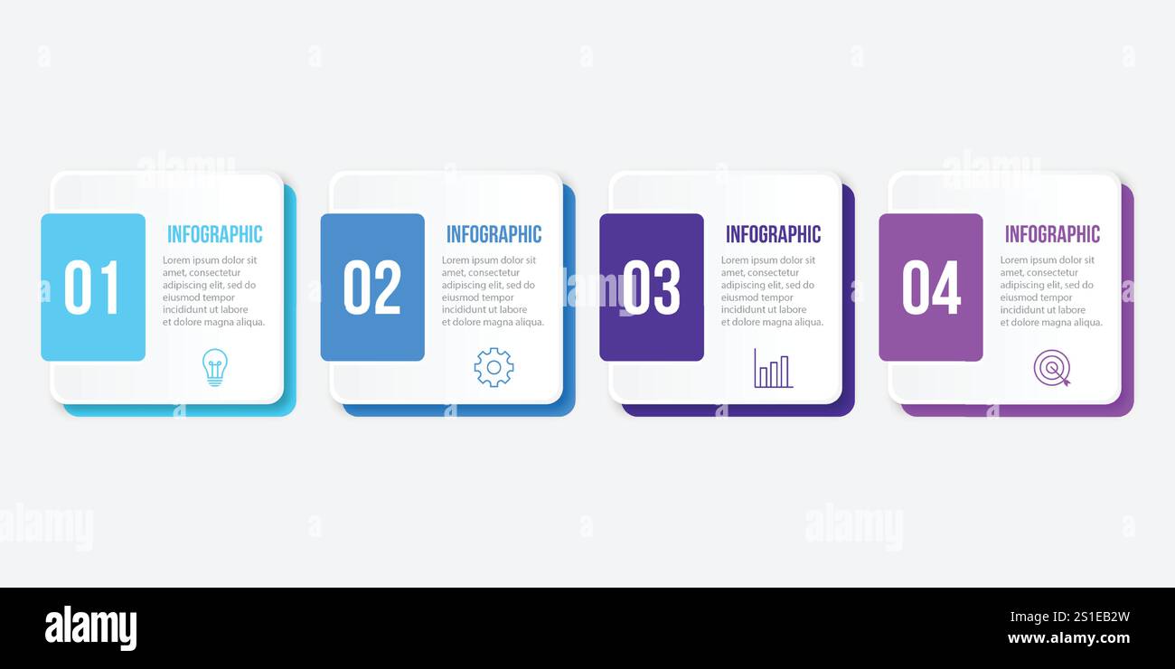 Infographic design template.Business process with 4 steps. Vector thin line elements for presentation Stock Vector