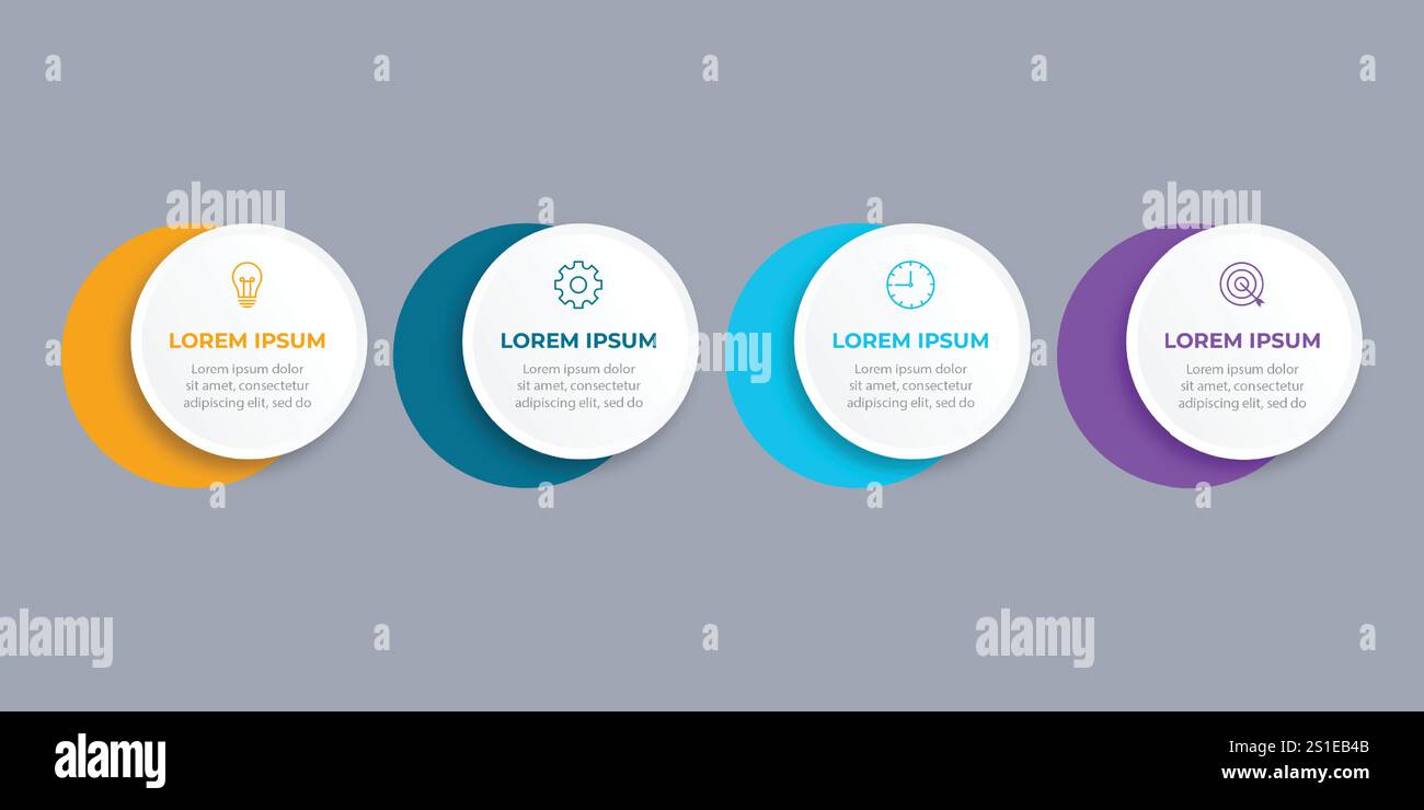 Infographic design template.Business process with 4 steps. Vector thin line elements for presentation Stock Vector