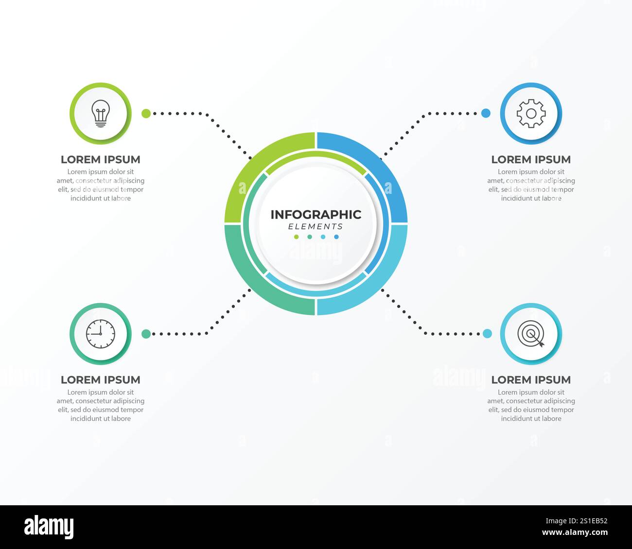 Infographic design template.Business process with 4 steps. Vector thin ...