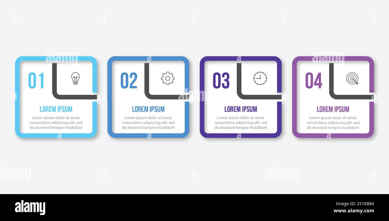Infographic design template.Business process with 4 steps. Vector thin ...