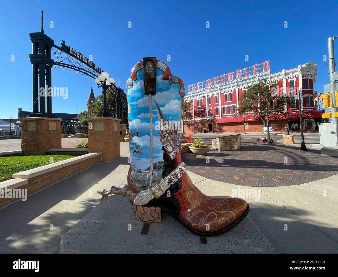 Cowboy boot in Cheyenne downtown historic district, Wyoming, USA - Smartphone Captured Stock Image