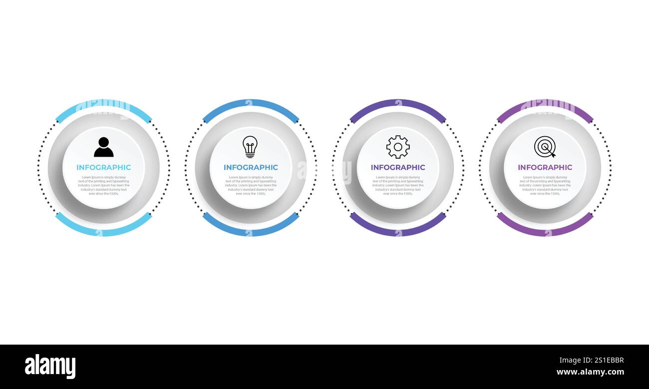 Infographic design template.Business process with 4 steps. Vector thin ...