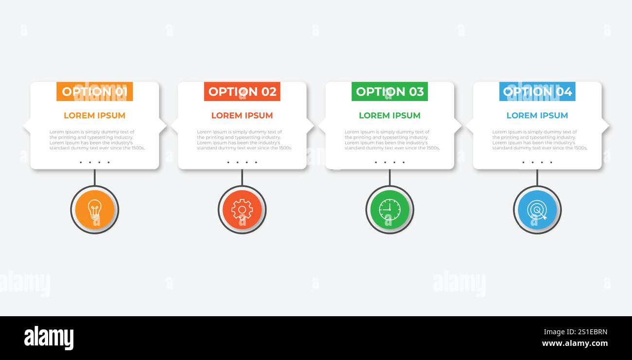Infographic design template.Business process with 4 steps. Vector thin ...