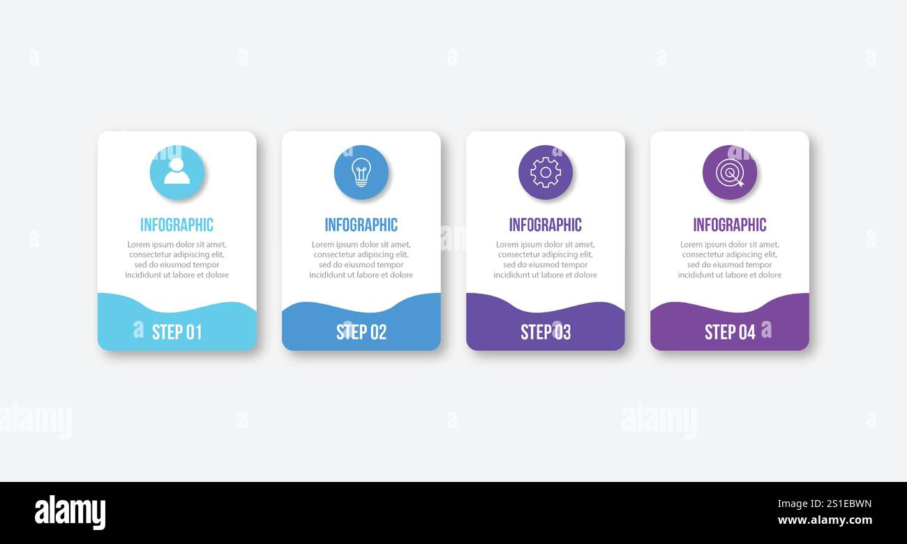Infographic design template.Business process with 4 steps. Vector thin line elements for presentation Stock Vector