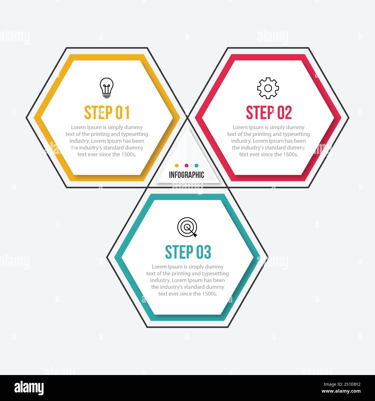 Vector infographic design template with 3 options or steps Stock Vector