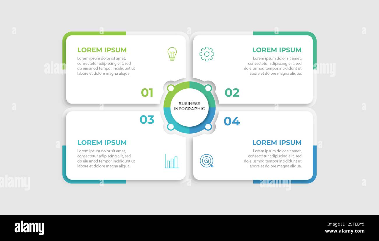 Infographic design template.Business process with 4 steps. Vector thin line elements for presentation Stock Vector