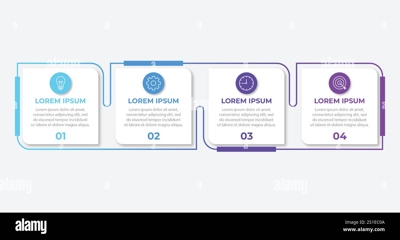 Infographic design template.Business process with 4 steps. Vector thin ...