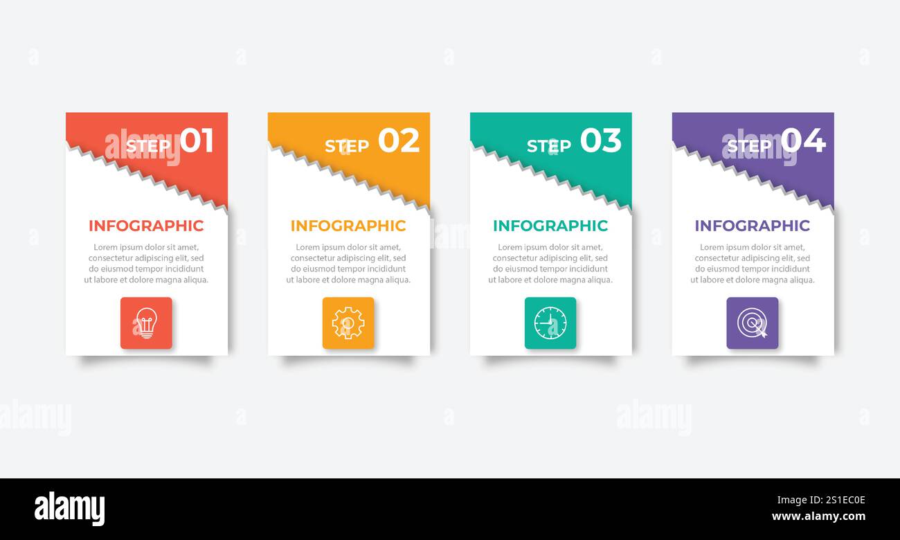 Infographic design template.Business process with 4 steps. Vector thin ...