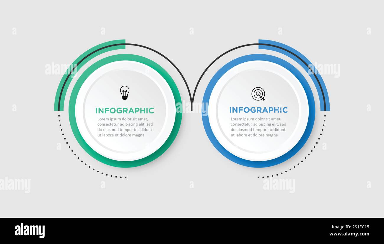 Infographic design template with icons and 2 options or steps Stock ...