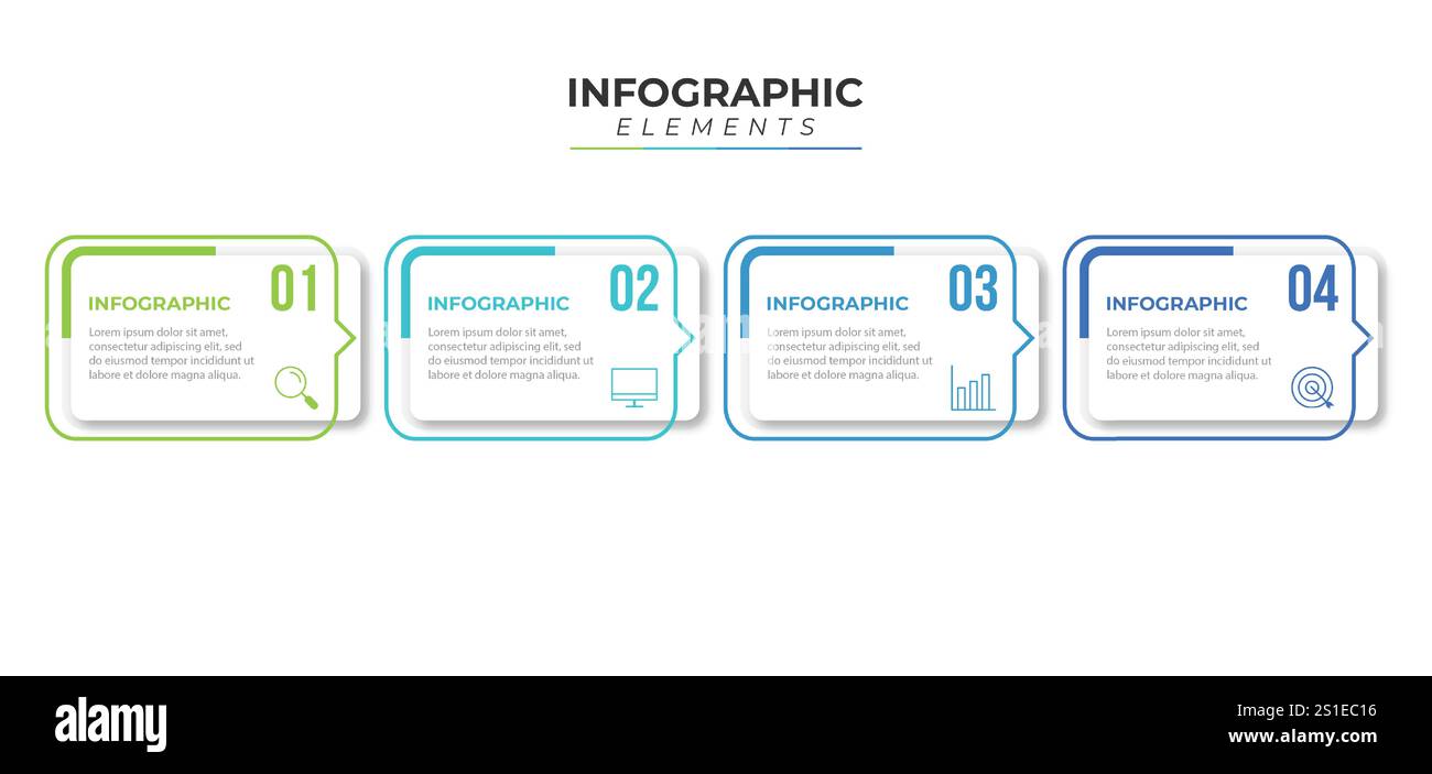 Infographic design template.Business process with 4 steps. Vector thin ...