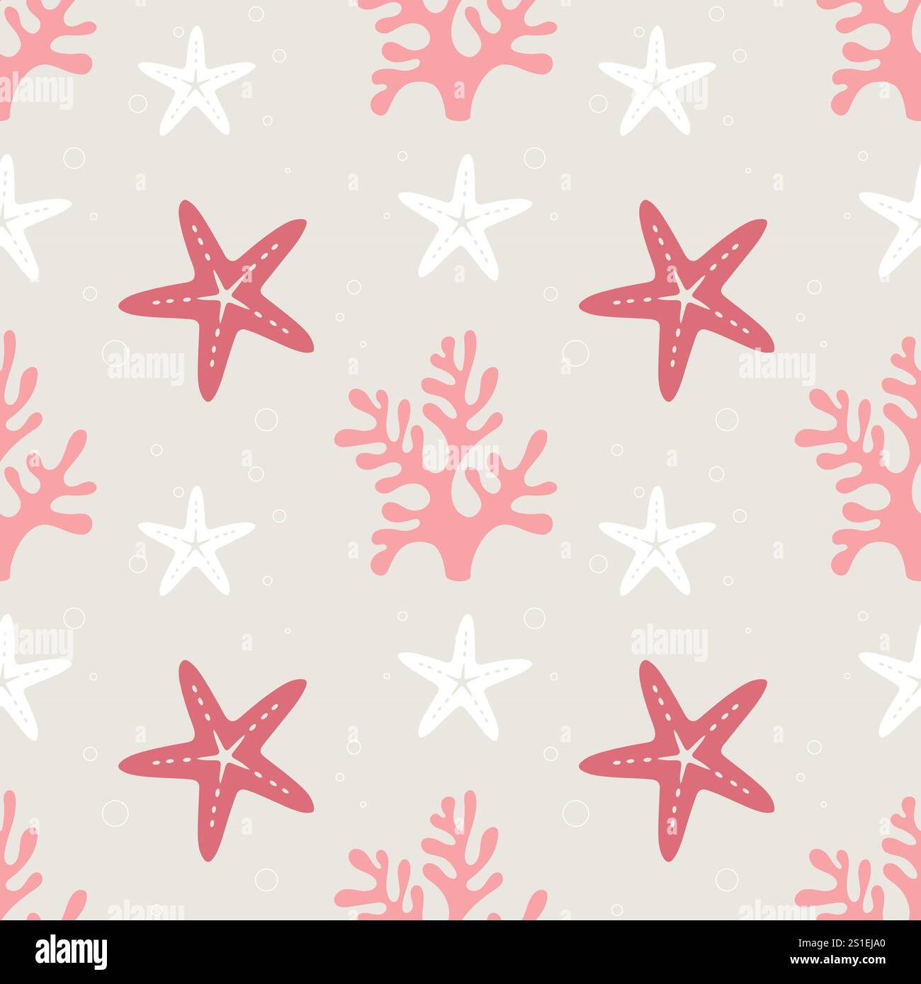 Pink Sea Pattern Marine pattern with pink corals and starfish on soft beige background ...