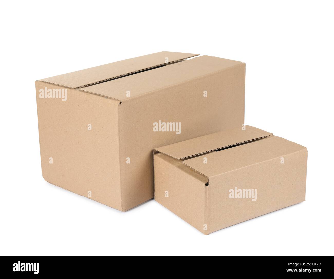 Two cardboard parcel boxes isolated on white Stock Photo - Alamy