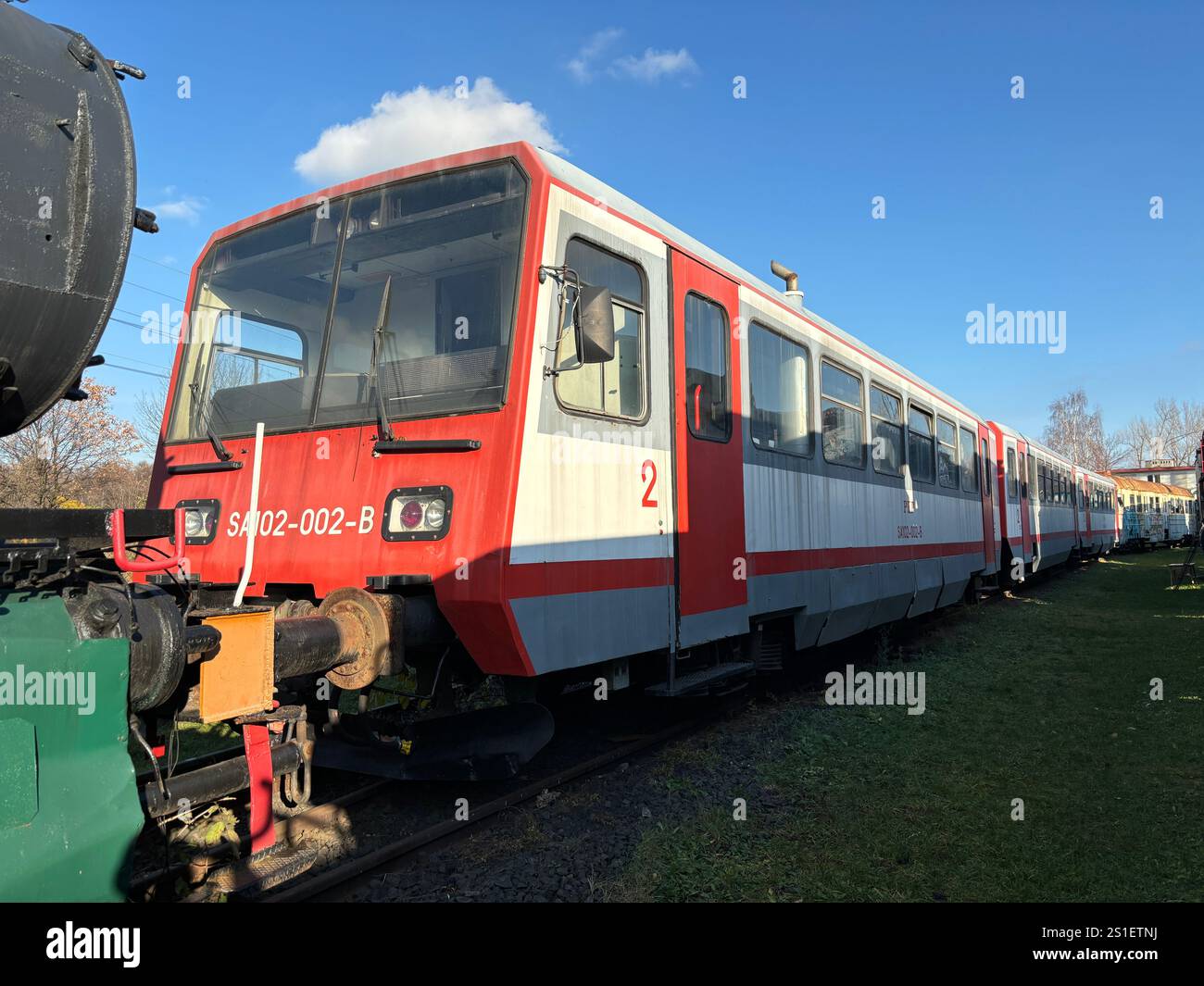 Old Polish Steam, Diesel and Electric locomotives at the Muzeum Kolejnictwa na Śląsku w Jaworzynie Śląskiej, Poland. Old Industrial Public Transport - Smartphone Captured Stock Image