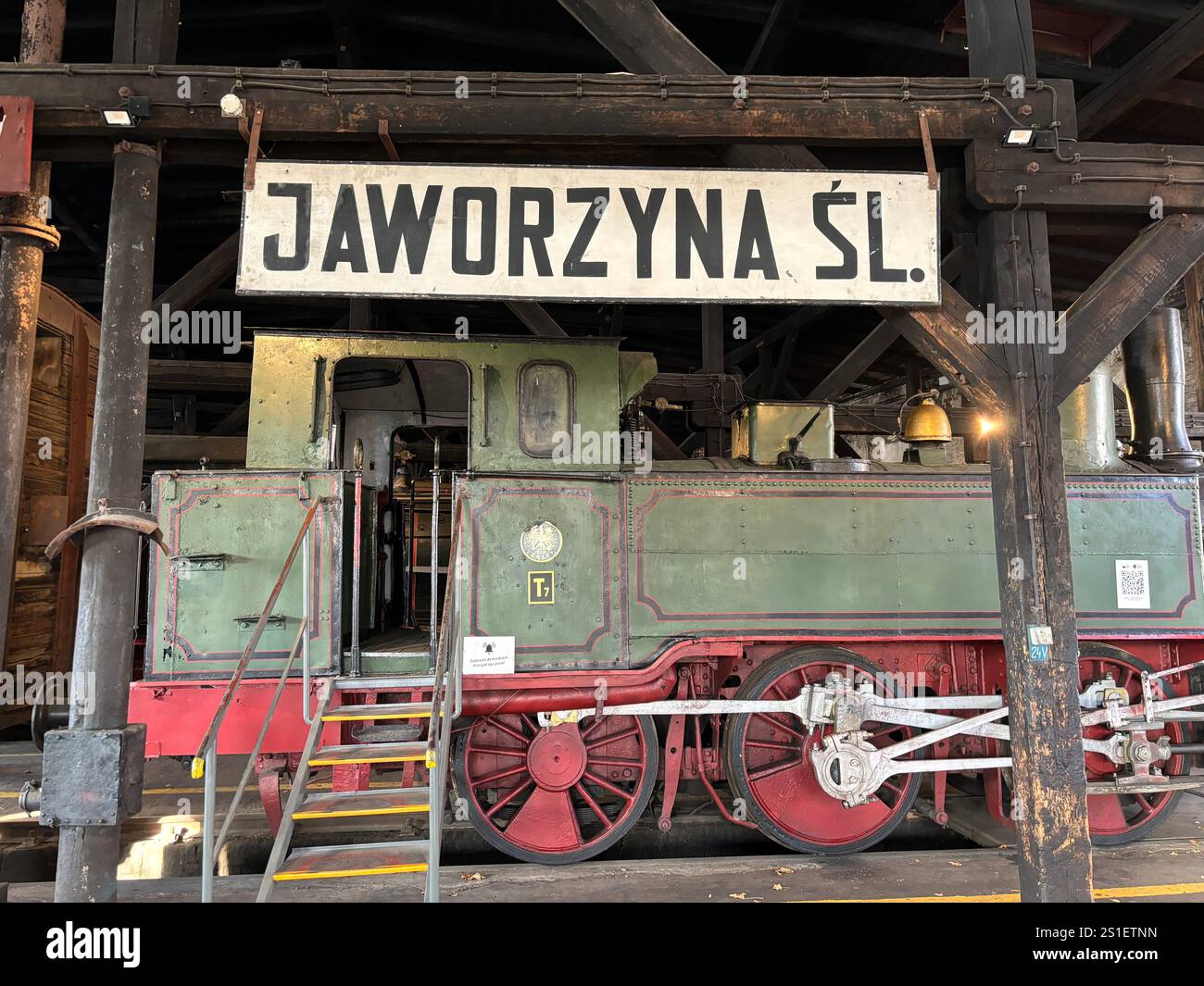 Old Polish Steam, Diesel and Electric locomotives at the Muzeum Kolejnictwa na Śląsku w Jaworzynie Śląskiej, Poland. Old Industrial Public Transport - Smartphone Captured Stock Image