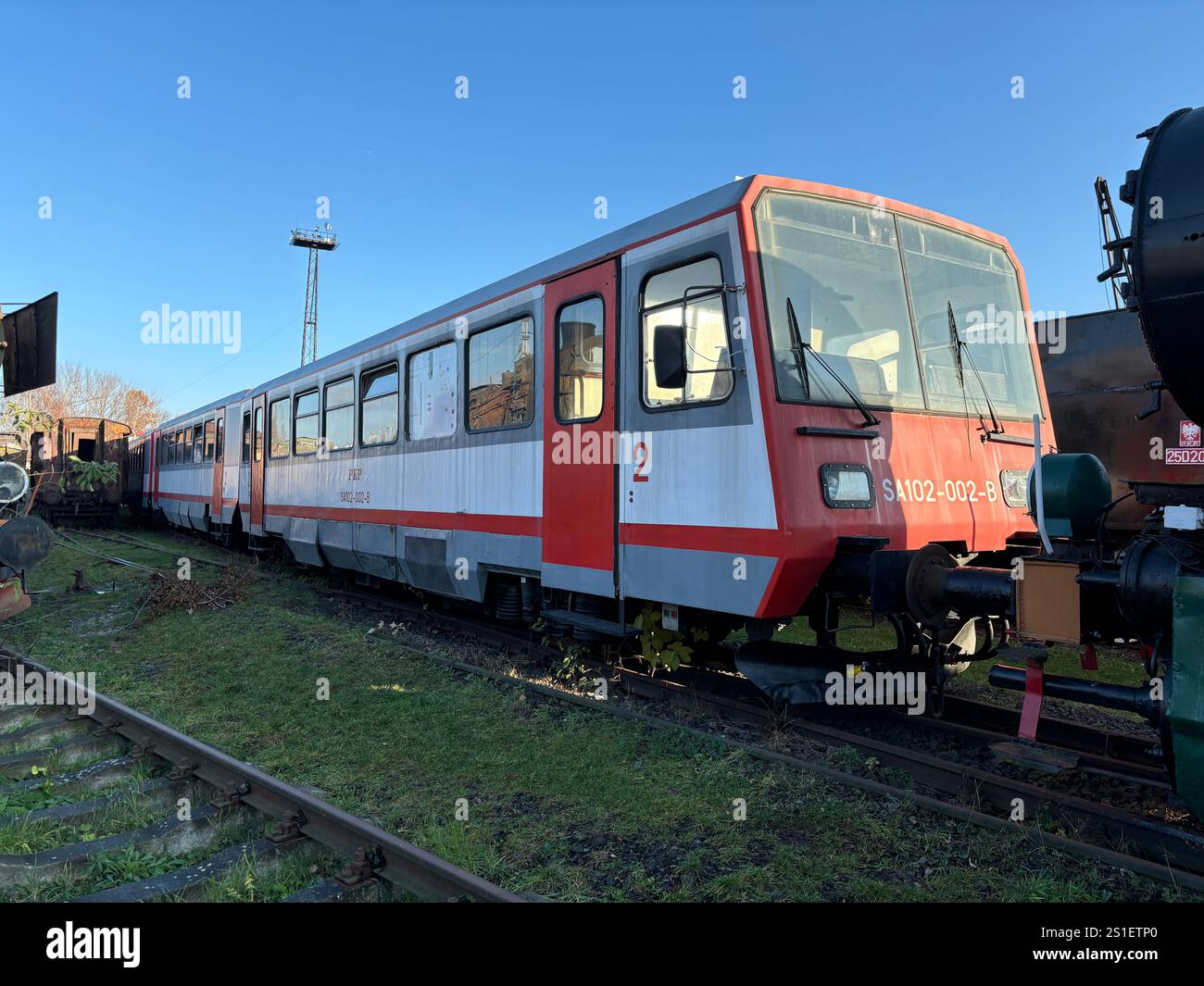Old Polish Steam, Diesel and Electric locomotives at the Muzeum Kolejnictwa na Śląsku w Jaworzynie Śląskiej, Poland. Old Industrial Public Transport - Smartphone Captured Stock Image