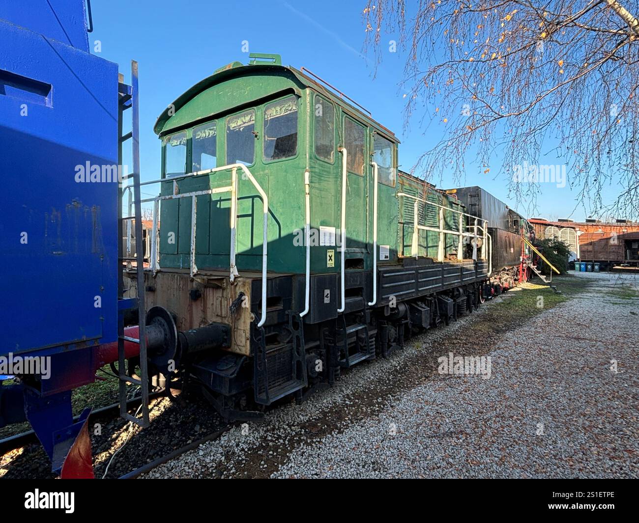 Old Polish Steam, Diesel and Electric locomotives at the Muzeum Kolejnictwa na Śląsku w Jaworzynie Śląskiej, Poland. Old Industrial Public Transport - Smartphone Captured Stock Image