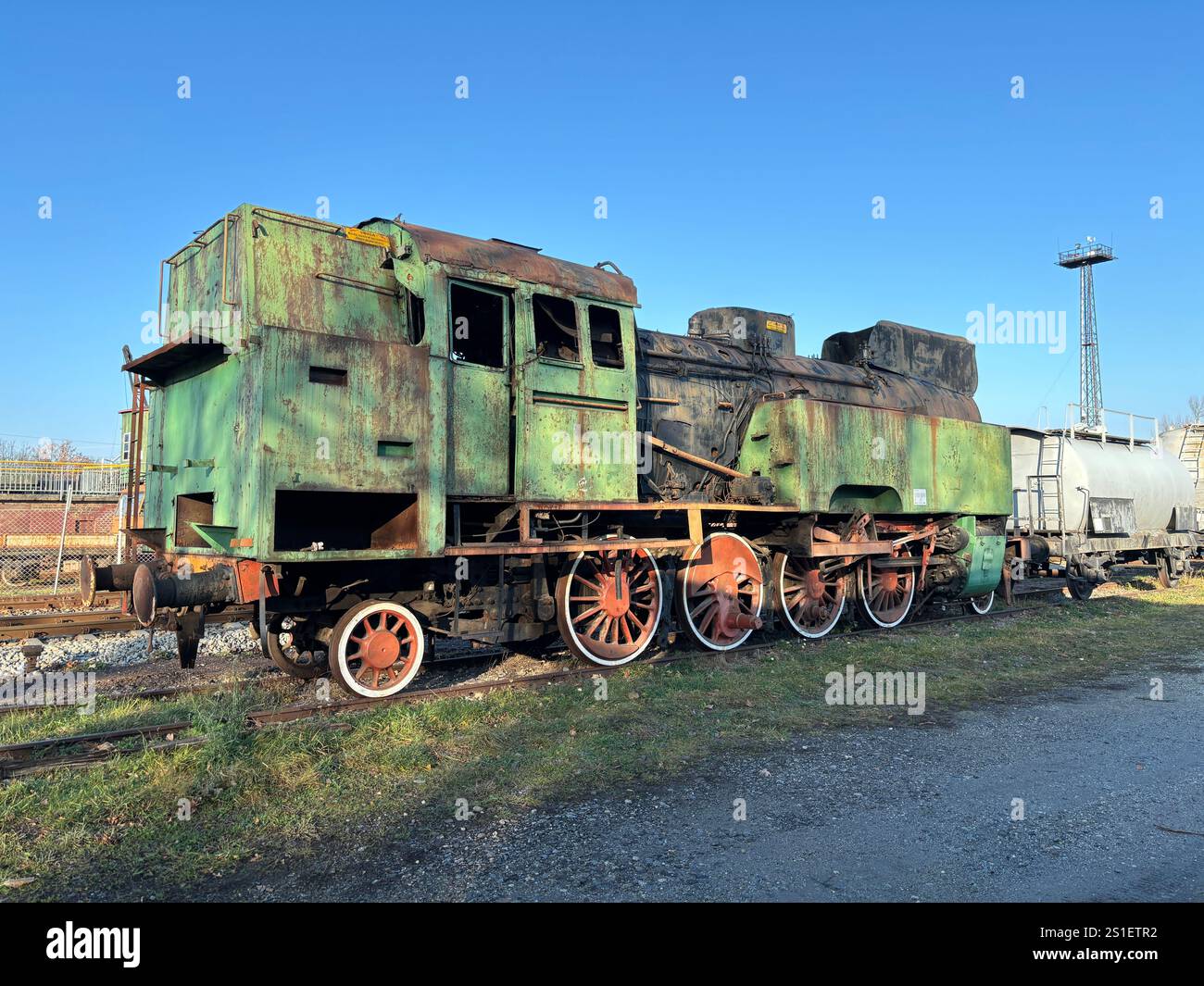 Old Polish Steam, Diesel and Electric locomotives at the Muzeum Kolejnictwa na Śląsku w Jaworzynie Śląskiej, Poland. Old Industrial Public Transport - Smartphone Captured Stock Image